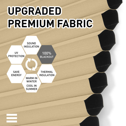 Berissa No Drill 1.5 Inch Fabric-wrapped Waterproof Cellular Blinds