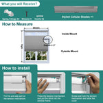Instructions for measuring and installing Berissa No Drill Top Down Bottom Up Blackout Honeycomb Cellular Shades.