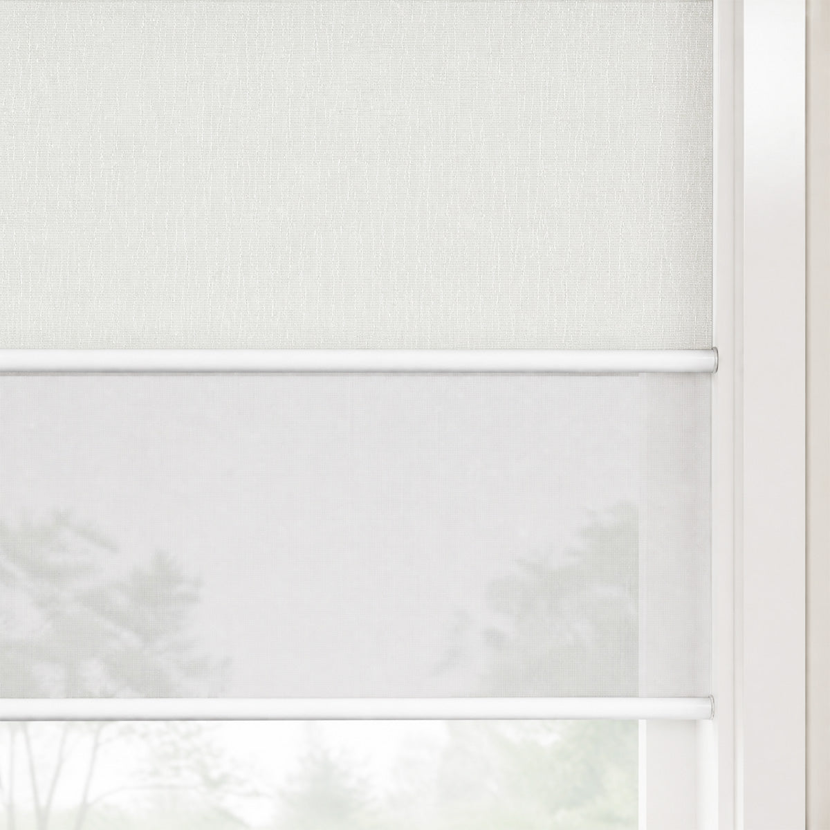 Berissa Cordless Double-Layered Reverse Roll Roller Shades with Valance