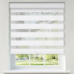Berissa Wheat Inspired Blackout Free-Stop Zebra Blinds Cordless Child Safe in a bright window setting.