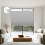 Berissa No Drill Top Down Bottom Up Blackout Honeycomb Cellular Shades in a modern living room setting.