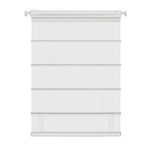 Berissa Classic Obscura Linen Blackout Linen No Drill Roman Shades in white fabric with smooth drape.