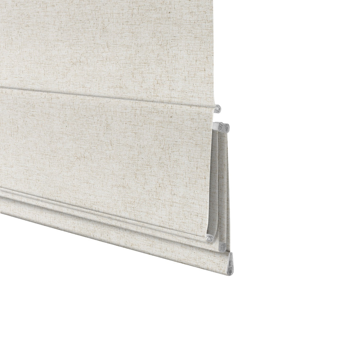 Berissa Linen-Inspired Blackout Fabric With Refined Straw-Tone Striping Roman Shades: Bottom Rail View