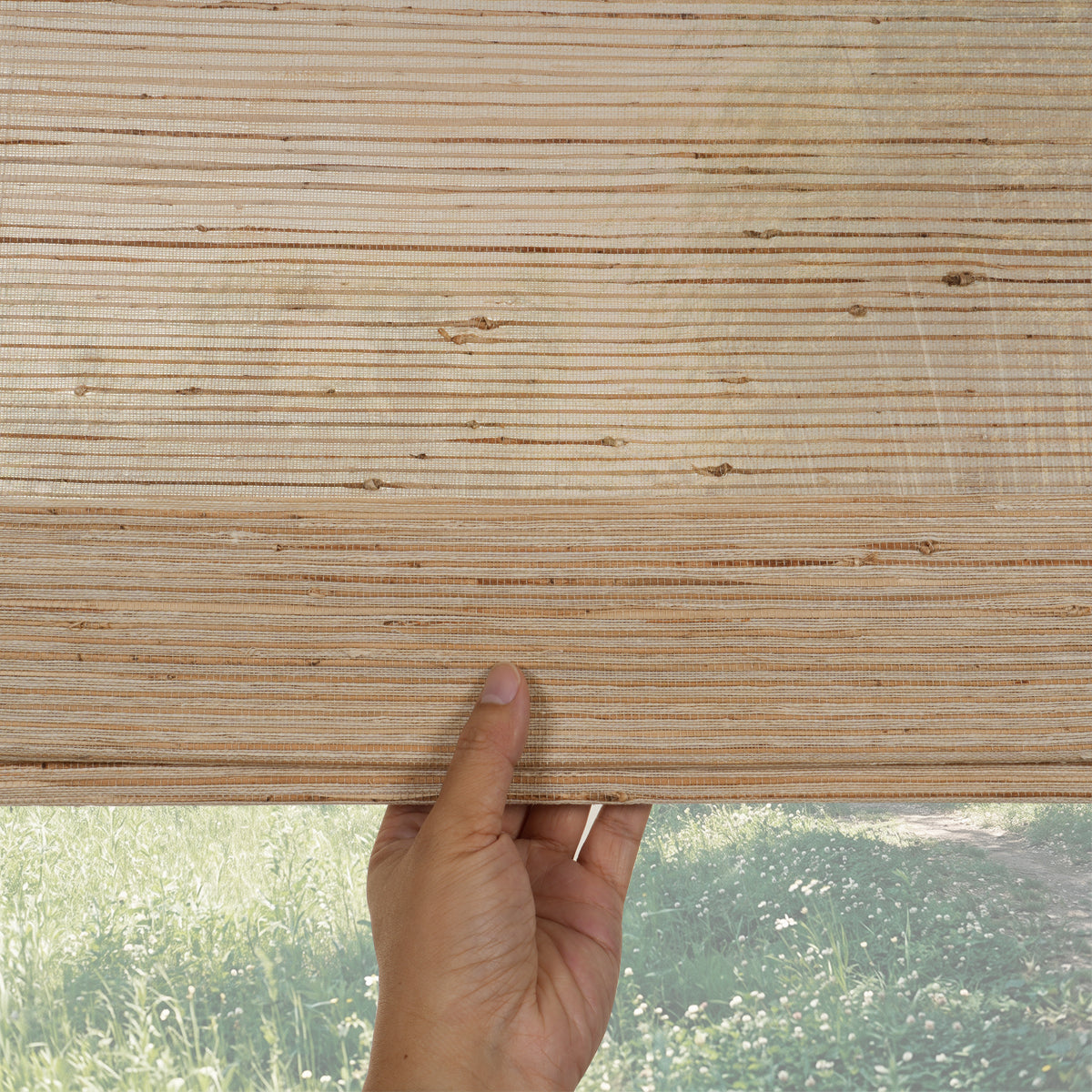 Berissa Natural Soft Glow Woven Bamboo Roman Shade
