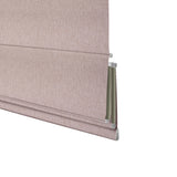 Berissa Simple Colors Uplifting Spaces Premium Linen Roman Shades showcasing a stylish, natural woven fabric design.