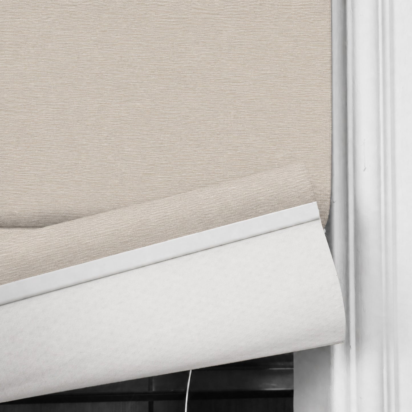 Berissa Ivory Haven Textured Blackout No Tool TDBU Roman Shades