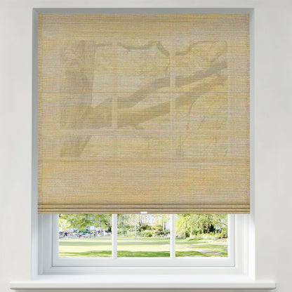 Berissa Drill-Free Bordered Hemp Roman Blind  Neat and Natural