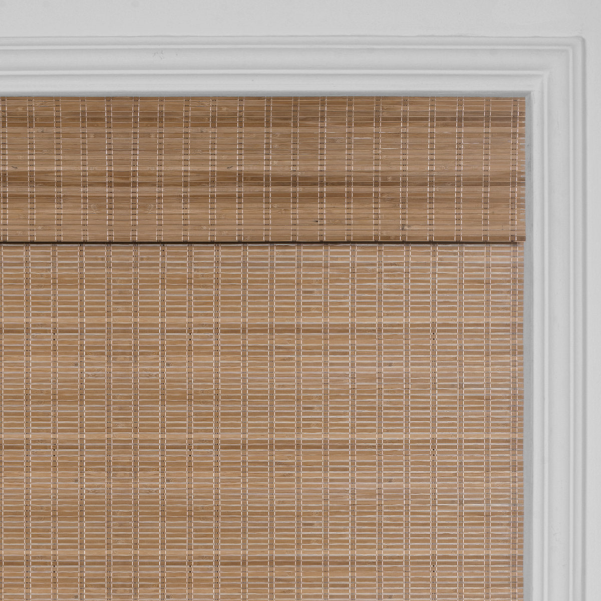 Berissa Cordless Warm Light Filtering Handcrafted Texture Bamboo Shades close-up view with refined natural bamboo texture.