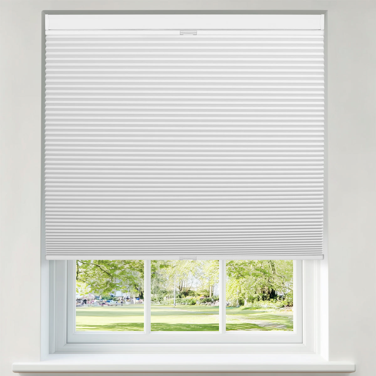 Berissa Classic Blackout Top Down Bottom Up Cellular Shades installed on a window, offering privacy and light control.