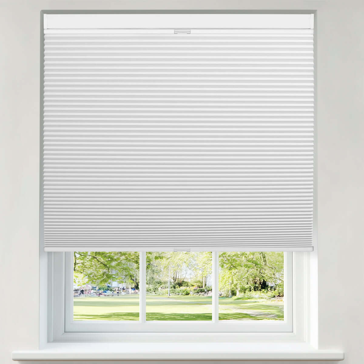 Berissa Classic Blackout Top Down Bottom Up Cellular Shades installed on a window, offering privacy and light control.