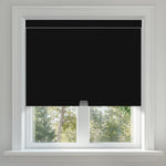 Berissa Square Shell Imitation Linen Blackout Cordless Roller Shades in a modern window setting.