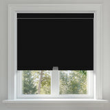 Berissa Square Shell Imitation Linen Blackout Cordless Roller Shades in a modern window setting.