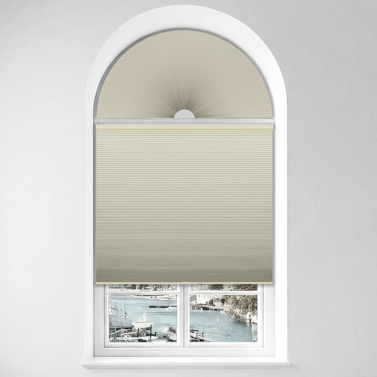 Berissa Convenient Half Circle Cordless No Drill Honeycomb Blinds: 