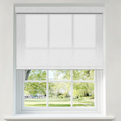 Berissa No Drill Light Filtering with Outside View Maze Jacquard Roller Blinds: Product Showcase Image
