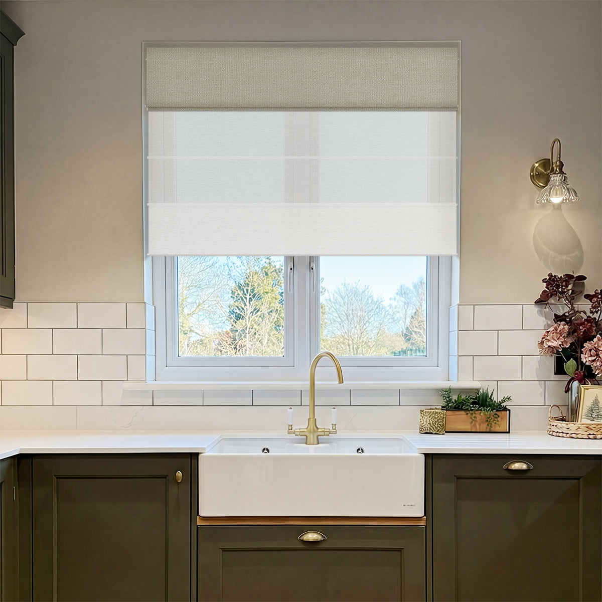 Berissa Day Night Blackout Classic No Drill Easy to Install Roman Shades
