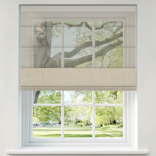 Berissa Custom Linen Vista Linen Classic No Drill Roman Shades