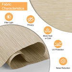 Fabric characteristics of Berissa Corded Natural Warmth Subtle Stripes Beige Harmony Roman Blind including filter light and noise reduction.