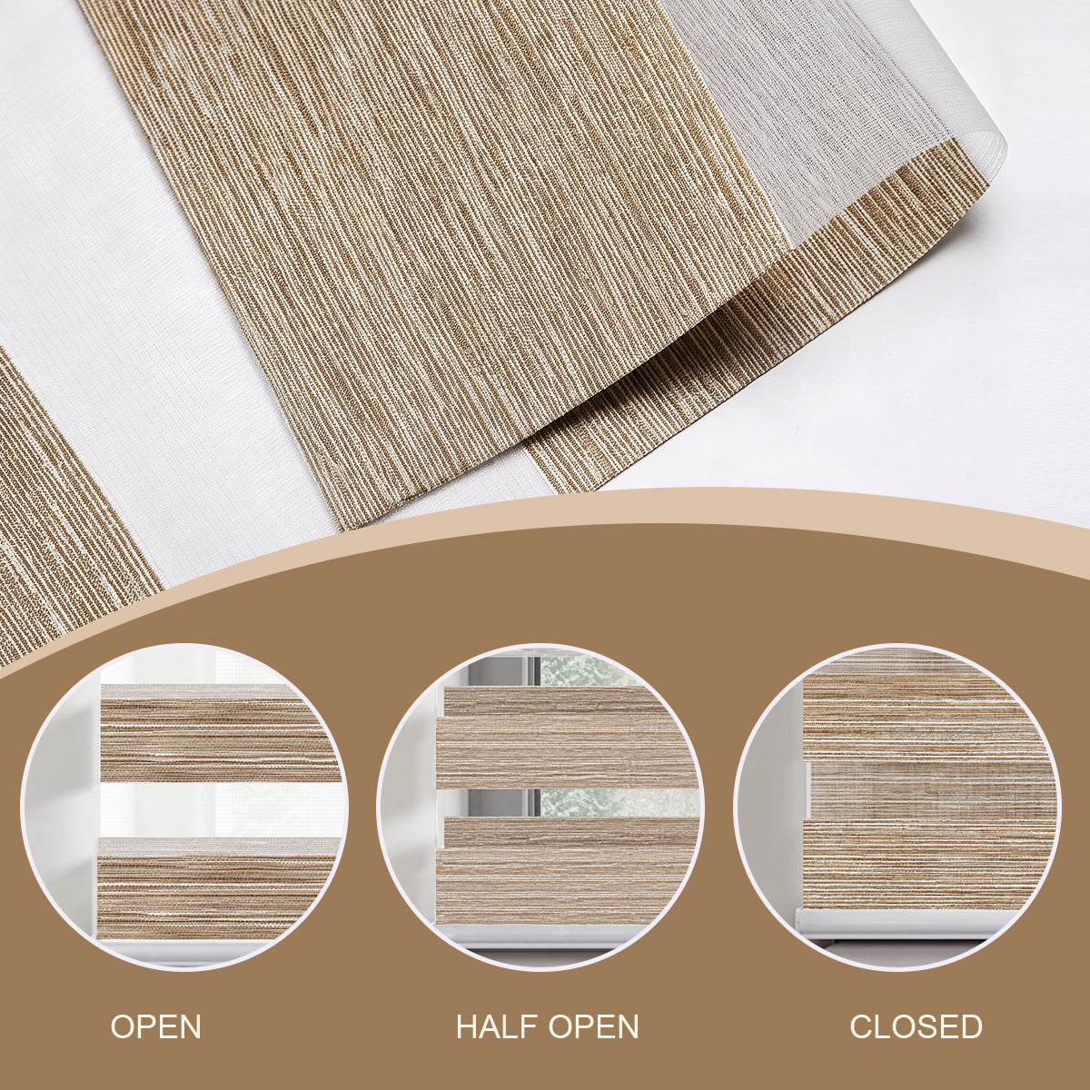 Berissa Custom Size Modern Day and Night Zebra Blinds