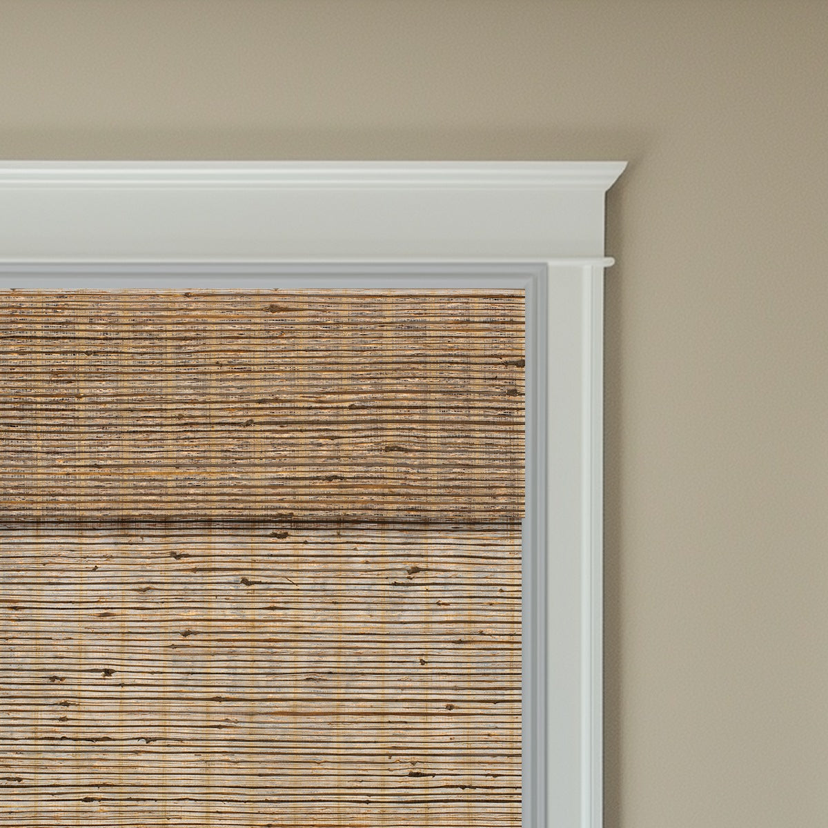 Berissa Elegant Privacy With Breathable Light Control Premium Grasscloth Window Shades featuring natural bamboo texture.