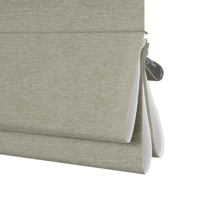 Berissa Smooth Cord Operation Blackout Linen No Drill Roman Shades: Bottom Rail View