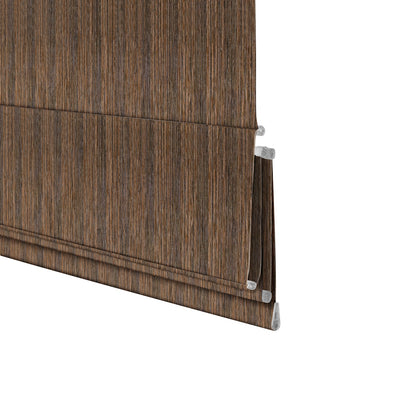 Berissa Woven Horizontal Texture Walnut Colored Roman Shade: Bottom Rail View