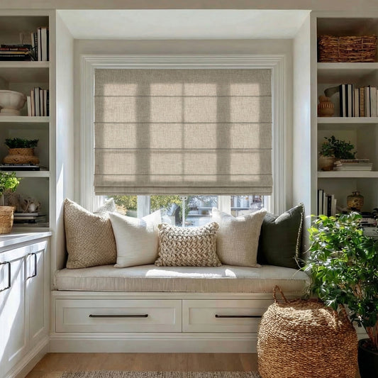 Berissa Classic Linen Glow Roman Shades Cordless Child Safe