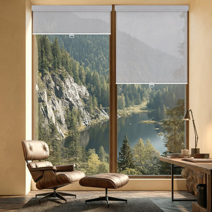 Berissa Privacy With Clear Outside View Sheer Fabric Spring Operated  Roller Blind