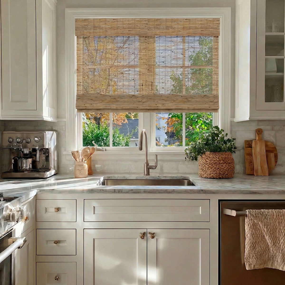 Berissa Sunwoven Natural Bamboo Roman Shade: Product Showcase Image 3