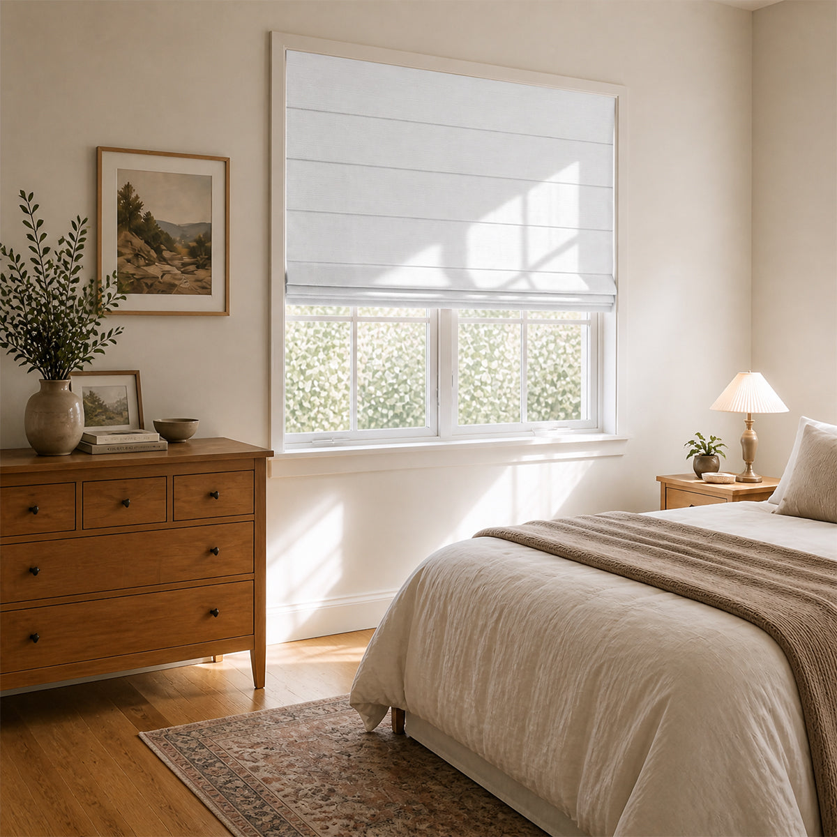 Berissa Pure Soft Waffle Texture Blackout Roman Shade Cordless Child Safe