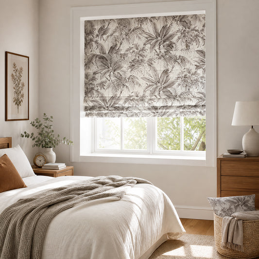 Berissa No-Drill Cordless Blackout Botanical Roman Shade