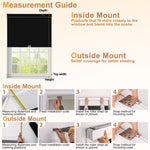 Measurement guide for Berissa Square Shell Imitation Linen Blackout Cordless Roller Shades installation.