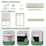 Berissa Light Filtering Imitation Bamboo No Drill Roman Shades installation guide with accessories included.