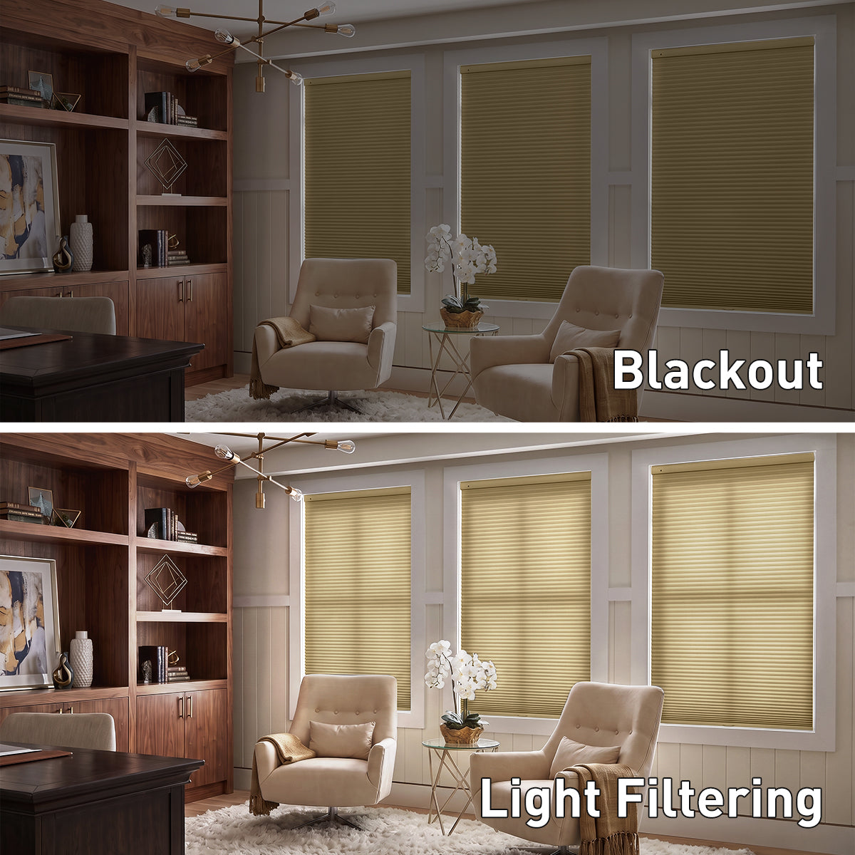 Berissa No Drill 1.5 Inch Fabric-wrapped Waterproof Cellular Blinds