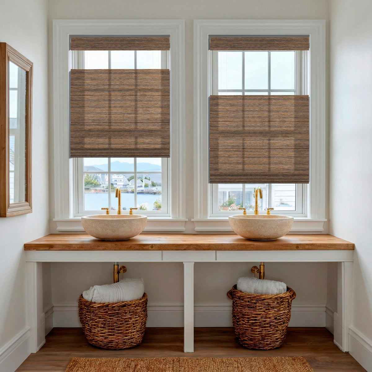 Berissa Woven Horizontal Texture Walnut Colored Roman Shade: Practical Application of Shades