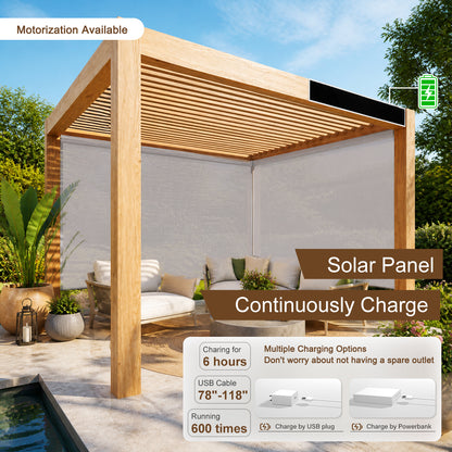 Berissa Custom Outdoor Cordless See-through Solar Fabric Roller Shade