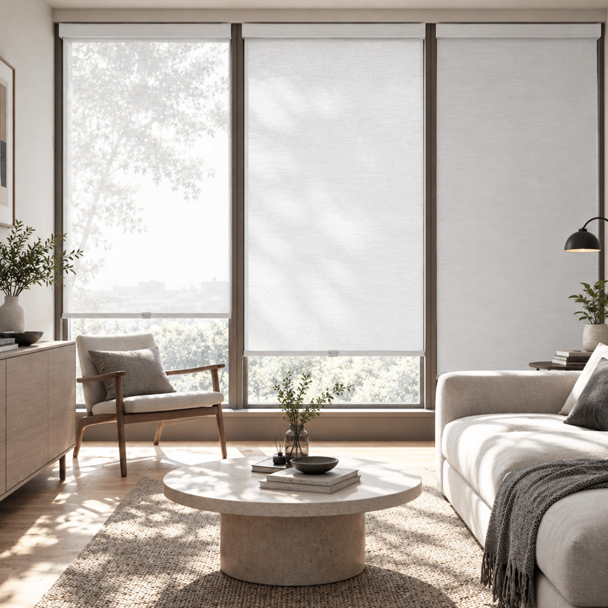 Berissa Cordless Roller Shades with Slim Square Cassette