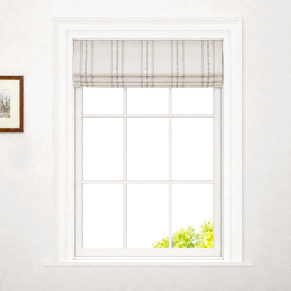 Berissa No Tool Cotton Linen Cordless Relaxed Roman Shade installed in a bright window setting.