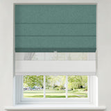 Berissa Vintage Blackout Green No Drill Double Shades Roman Shades: Product Showcase Image