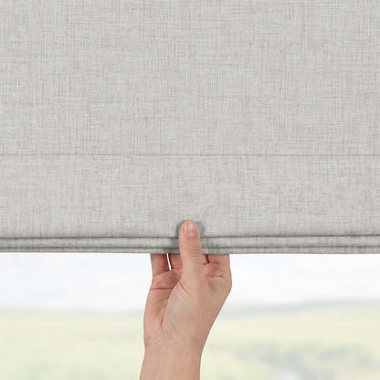 Berissa Charcoal Linen No Tool No Drill TDBU Roman Shades close-up with hand adjusting