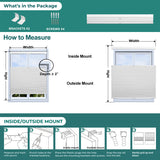 Instructions and components for Berissa 1.5 Inch Heat Insulated Top Down Bottom Up Cellular Blinds installation and measurement.