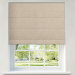 Berissa Motorized Remote Custom Textured Blackout Roman Shades: Product Showcase Image