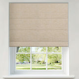 Berissa Motorized Remote Custom Textured Blackout Roman Shades: Product Showcase Image