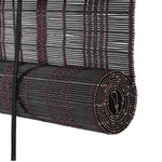 Berissa Custom Natural Outdoor Bamboo Roll Up Shades: Weave details of the shade when rolled up