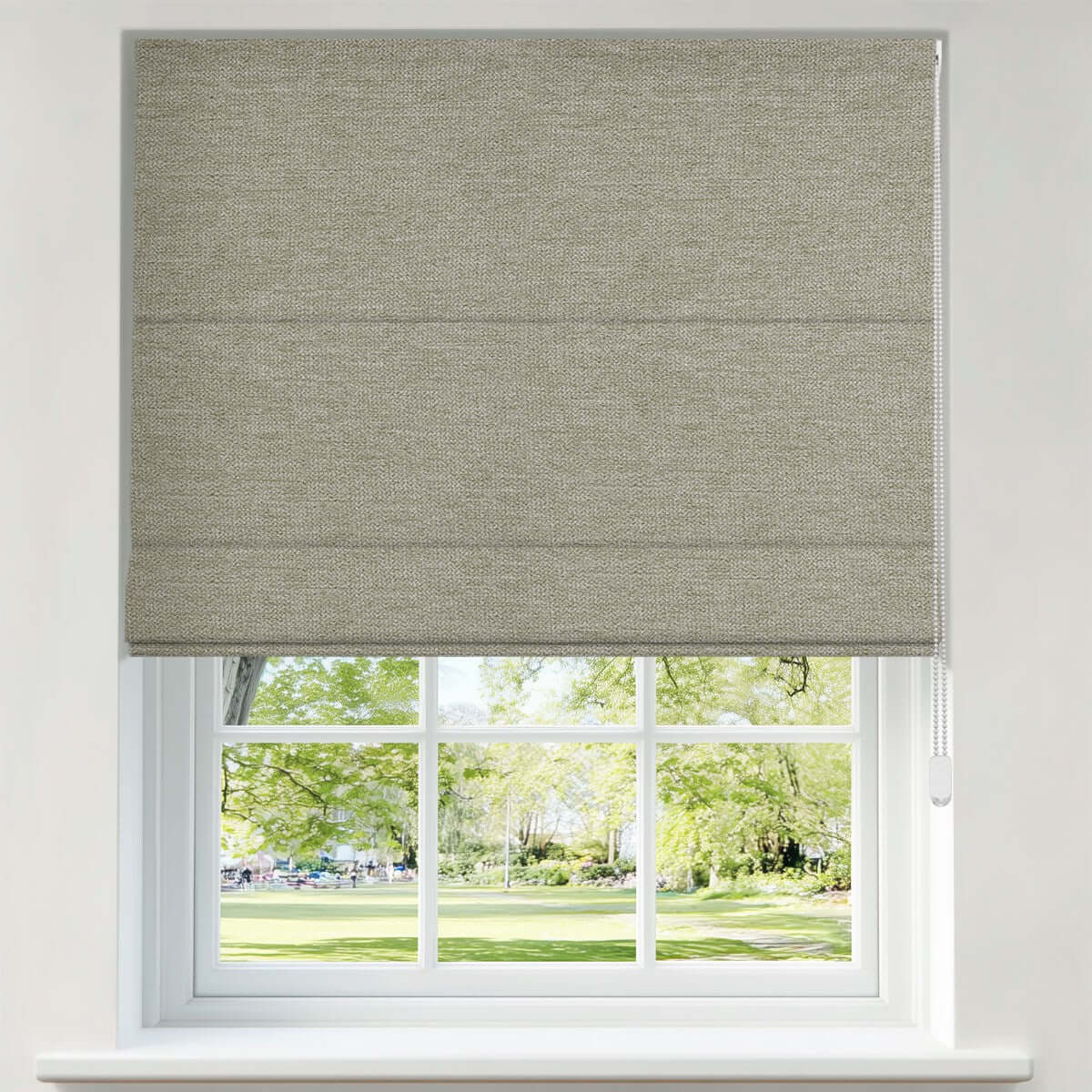 Berissa Smooth Cord Operation Blackout Linen No Drill Roman Shades: Product Showcase Image