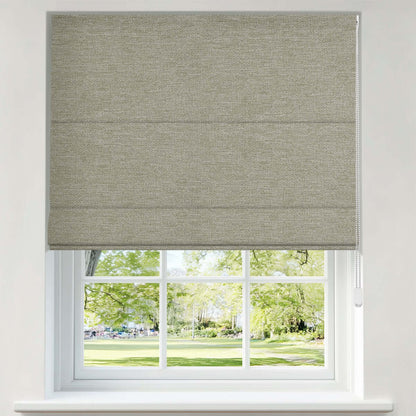 Berissa Smooth Cord Operation Blackout Linen No Drill Roman Shades: Product Showcase Image