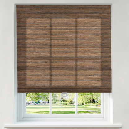 Berissa Natural Woven 70 Blackout Lien Fabric Roman Shades: Product Showcase Image