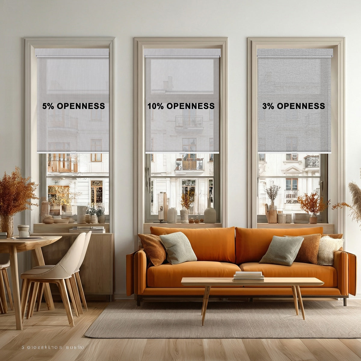 Berissa Privacy With Clear Outside View Sheer Fabric Spring Operated  Roller Blind