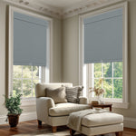 Berissa Classic No Drill Perfect Fit Without Light Leakage Cordless Roller Shades in a modern living room.