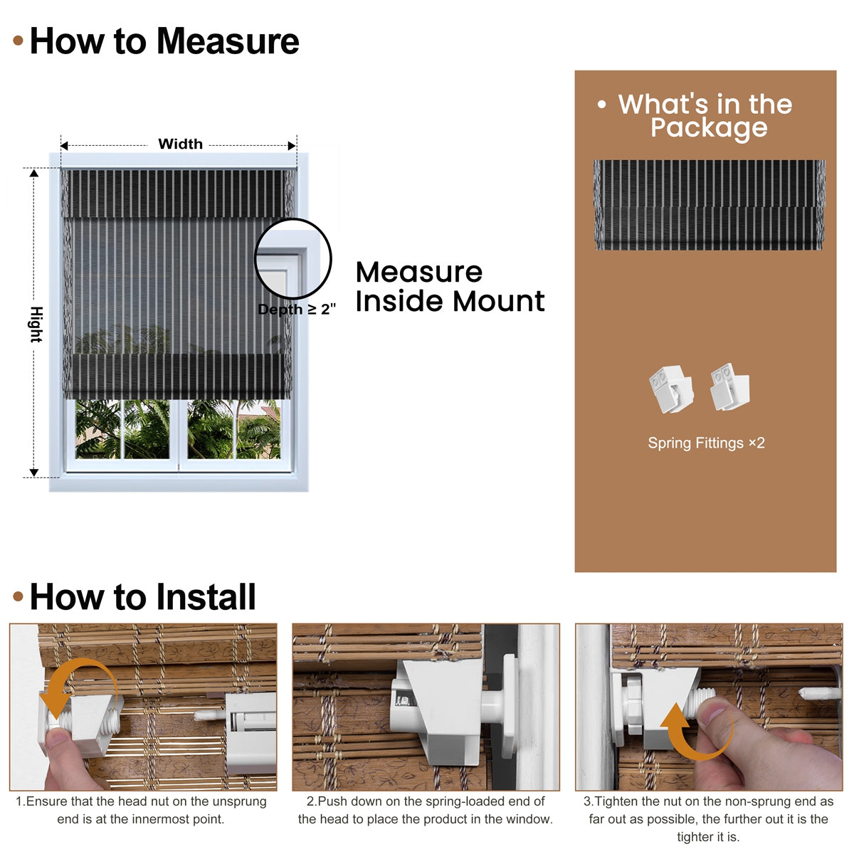 Berissa ShadowStripe Light-Filtering Roman Shade: Installation & Hardware Diagram