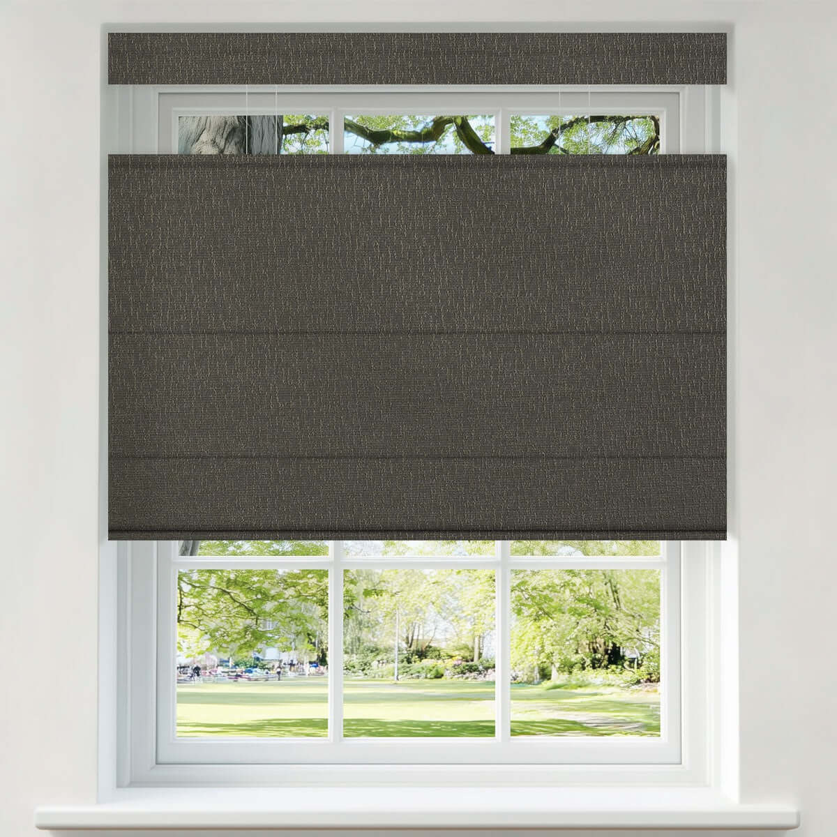 Berissa Linen Look Blackout Flat Fold Top Down Bottom Up Roman Shade: Product Showcase Image